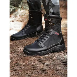 Men's Fashionable Patchwork Design Side Zipper Combat Boots, Lightweight Combat Boots, Outdoor Jungle Army Boots, Hiking Boots(Sheets)