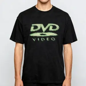 DVD Video nostalgic green logo, Vintage gaming T-Shirt, 2000s aesthetic, Retro good shirts tiedye mugshot shirt breezy shirt Cotton Menswear