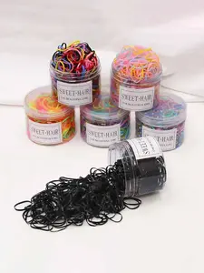 Women's High Elastic Hair Rubber Bands Pack, 1000 Pcs, Plain Pattern, Cute Style, All Season Use, Disposable