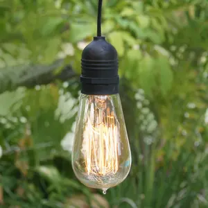 Extra Long 25FT Single Socket Black Weatherproof Outdoor Pendant Light Lamp Cord, E26 - Electrical Swag Light Kit