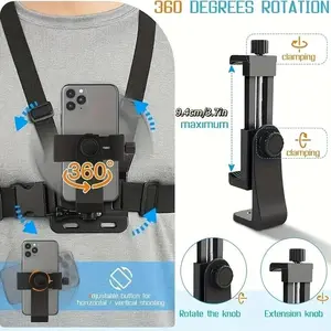 Adjustable Chest Strap Phone Holder, Outdoor Cycling Chest Strap, Skiing, Riding, Rowing, Hunting, Sports First-Person Shooting Accessory
