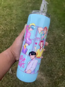 Saja Boys Character Tumbler, Illustrated Anime Cup with Lid & Straw