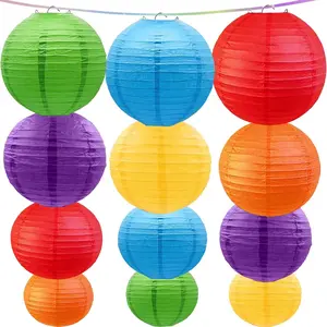 Rainbow Paper Lanterns 12 count Colourful  Lanterns for Birthday Party, Wedding,  Decor,  Shower Festive Decoration