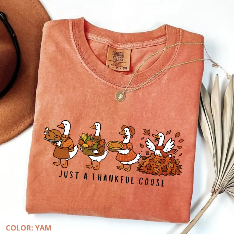 Comfort Colors Just a Thankful Goose T-shirt, Thanksgiving Fall Tee, Silly Goose Shirt