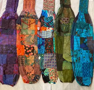 Patchwork Harem Pants with Pockets, Boho Hippie Cotton Pants, Women’s and mens Summer Lightweight Pants, Festival Pants