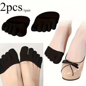Unisex Women Ultra Shallow Invisible Five Toe Half Palm Socks Breathable Anti-slip Toe Grip Foot Pads Lightweight Comfortable Half Socks Wear-resistant Hand Washable Liner Socks Suitable for High Heels Formal Shoes Slippers Daily Foot Care