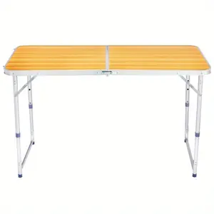 4ft Portable Multipurpose Folding Table wood grain color