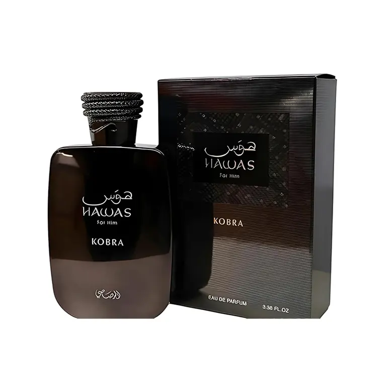 RASASI Hawas Kobra Men's Eau de Parfum Spray - 3.38 oz/100 ml, Citrus, Spicy, Woody, Amber Scent, Long-Lasting Fragrance