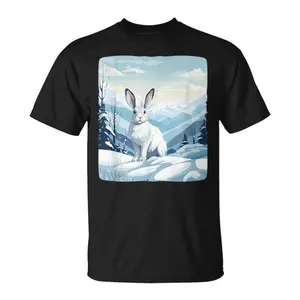 Cool Snow Mountains With Rabbit Animals For Snowshoe Rabbit T-Shirt Unisex Graphic T-shirt Sweartshirt Hoodie