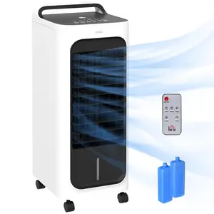 HOMCOM 26" Evaporative Air Cooler, 3-In-1 Ice Cooling Fan, Portable Swamp Cooler with  Ice Packs, Water Tank, Timer, 90° Oscillating, Remote, for Home Office, Bedroom, White