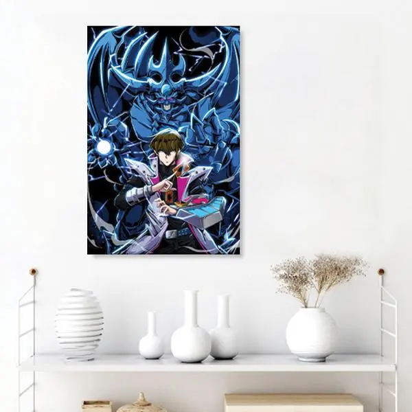 Otaku - Anime Inspired Dragon Warrior Wall Art Poster, Fantasy Trading Card Style Print, Gaming Room Decor, Modern Canvas Wall Art