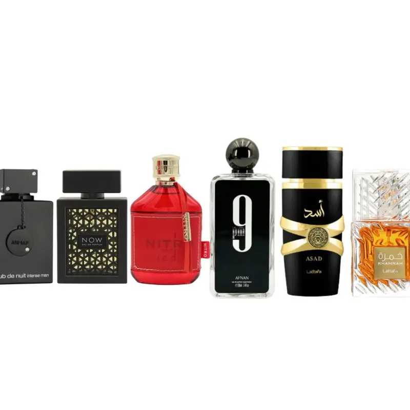 Mega Combo Set Armaf Club de Intense EDT & Lattafa Rave, Asad, Khamrah EDP & Nitro Red EDP & Afnan 9 PM EDP 3.4FL.OZ Mega Combo Set Armaf Club de Intense EDT & Lattafa Rave, Asad, Khamrah EDP & Nitro Red EDP & Afnan 9 PM EDP 3.4FL.OZ