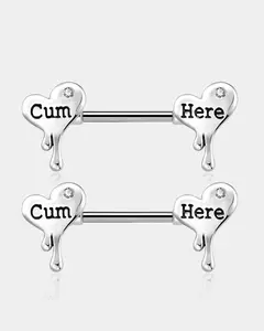2Pcs Melting Heart and Letter Nipple Rings Pack