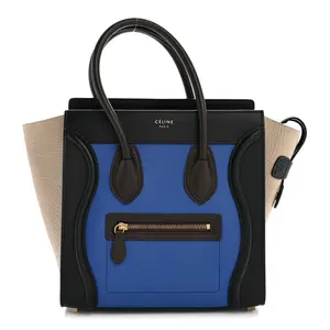 Pre-owned Celine Leather Travel Bags Smooth Calfskin Micro Tri Color Luggage Indigo