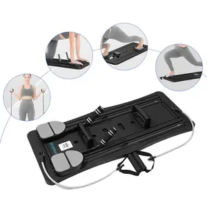 Multi Usage Foldable Abdominal Trainer Board, Home Pilates Fitness System With Comfort Knee Pad, Digital Timer & Elastic Resistance Bands, Core Abs Muscle Strengthen Full Body Toning Gear For Household Gym