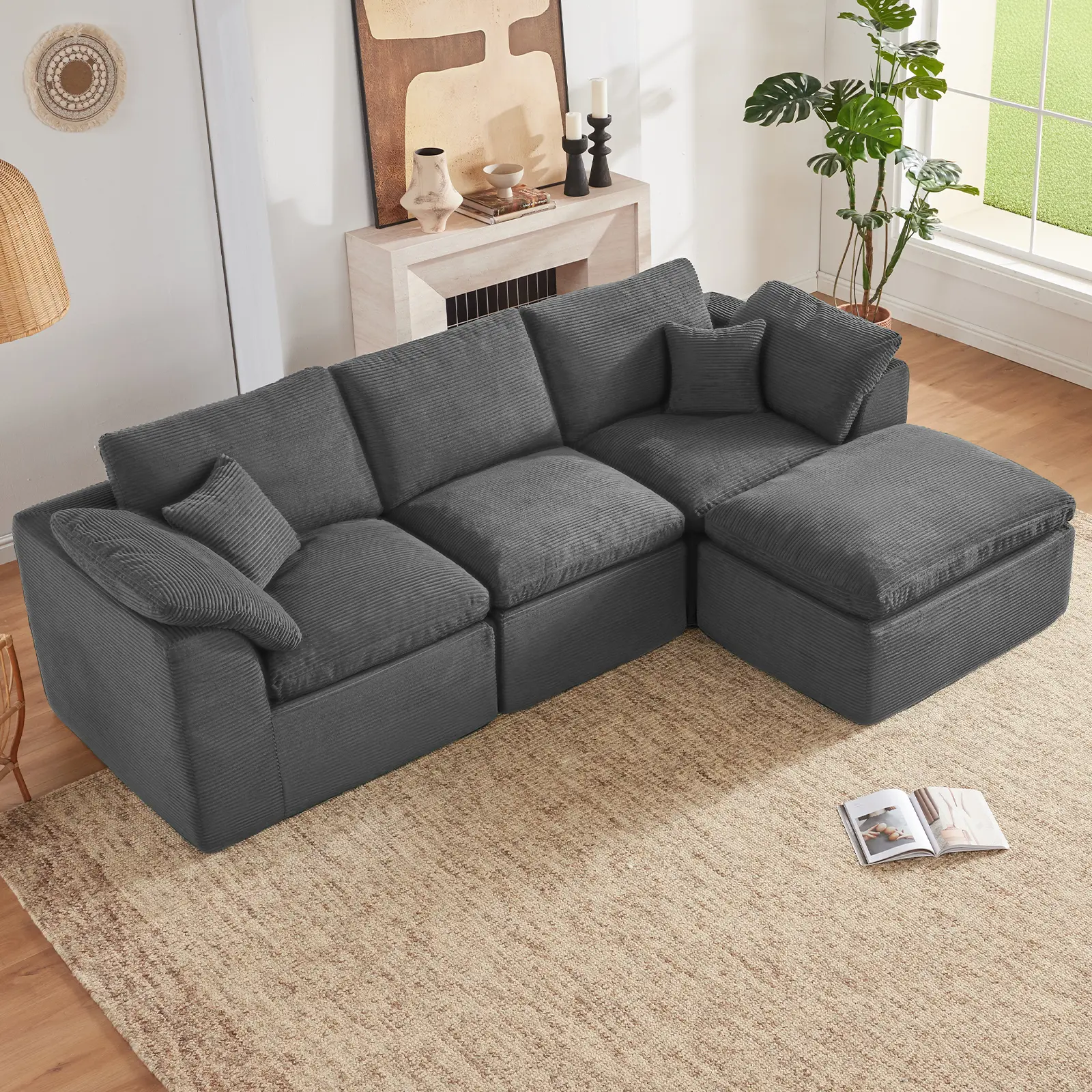 Gray-3Seats+1Ottoman