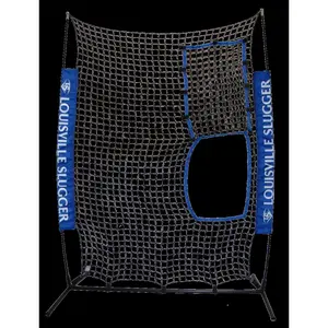 Flex Pitching Net for Softball, 7' x 5' Black & Blue Portable Screen for Indoor & Outdoor Pitching Machine Practice, Carry Bag Included