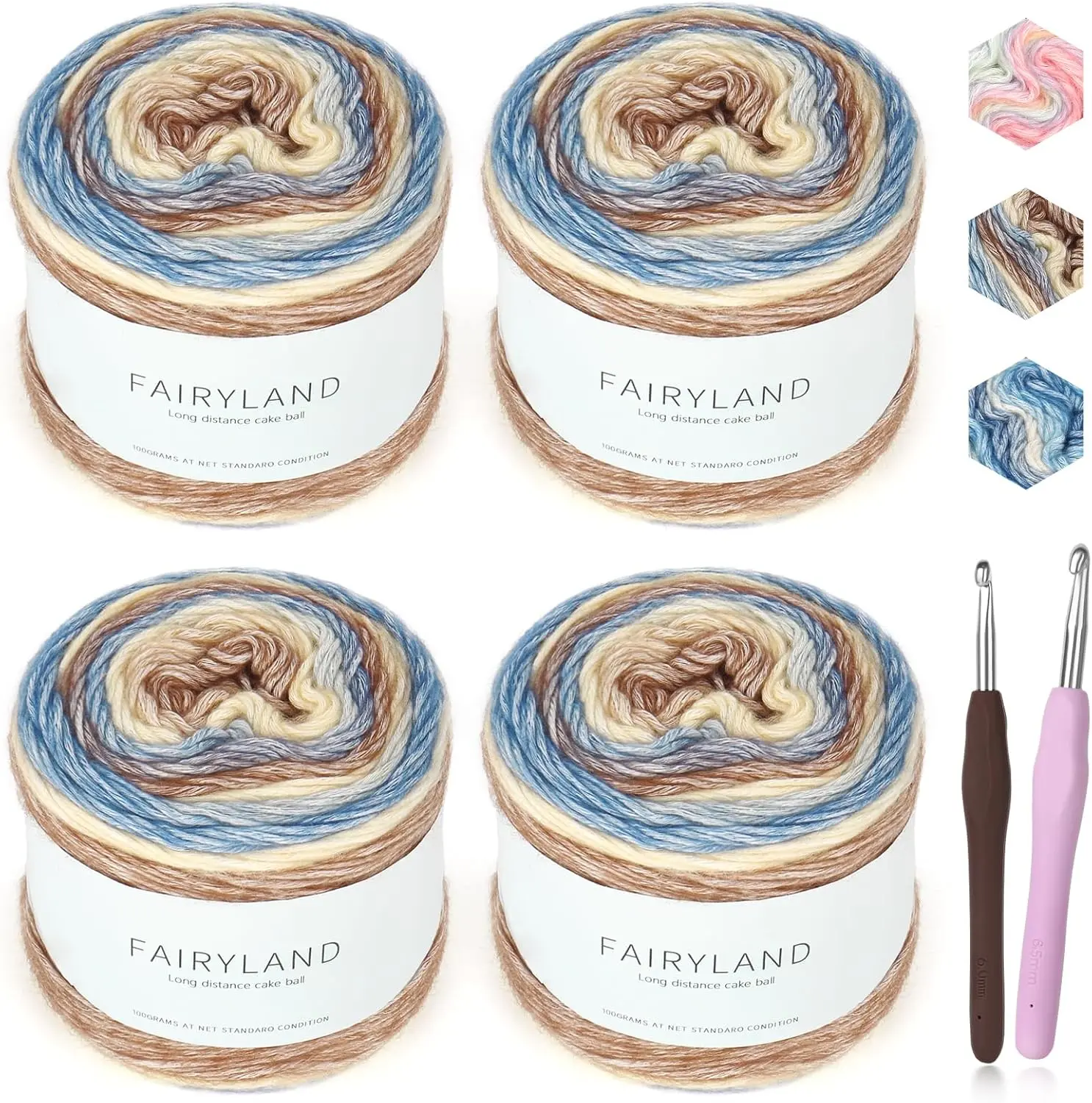 Ombre Flower Yarn for Crocheting Knitting-Gradient Cake Yarn-4x100g 60% Cotton 30%  10% - for Scarves, Shawls, Blankets, and Garments That Stand Out with Style(A)
