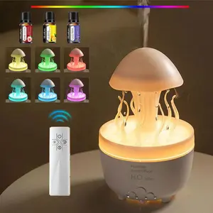 Raindrop Humidifier with Rotating Water Droplet Aroma Diffuser, 7-Color LED Night Light, Desktop Home Air Humidifier with Timer, Essential Oils, Remote Control, and Auto Shut-Off Protection — Perfect Holiday & Christmas Gift, Aromatherapy Humidifier