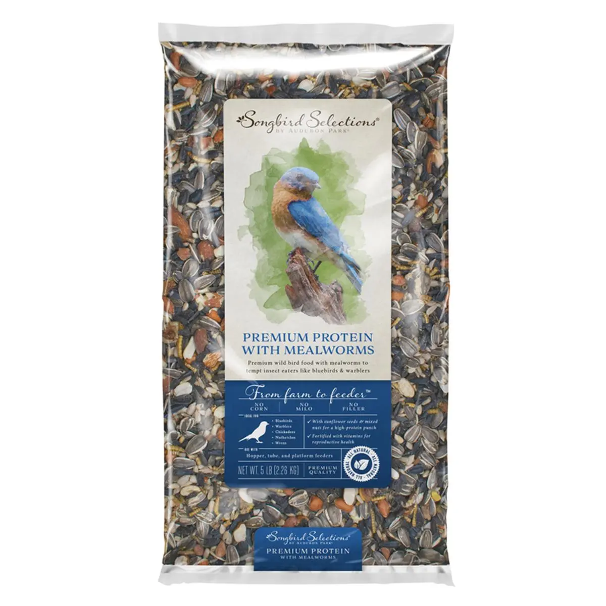 212 MAIN Bird Supplies Bulk Pack, 5 lbs Global Harvest Foods Songbird Selections Wild Bird Food & Poultry Seed Mealworm Mix