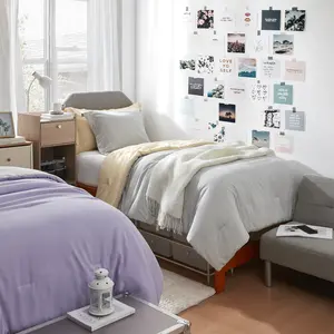 Dorm Haul Cozy College Comforter - Twin XL Bedding - Shortbread/Antarctica Gray