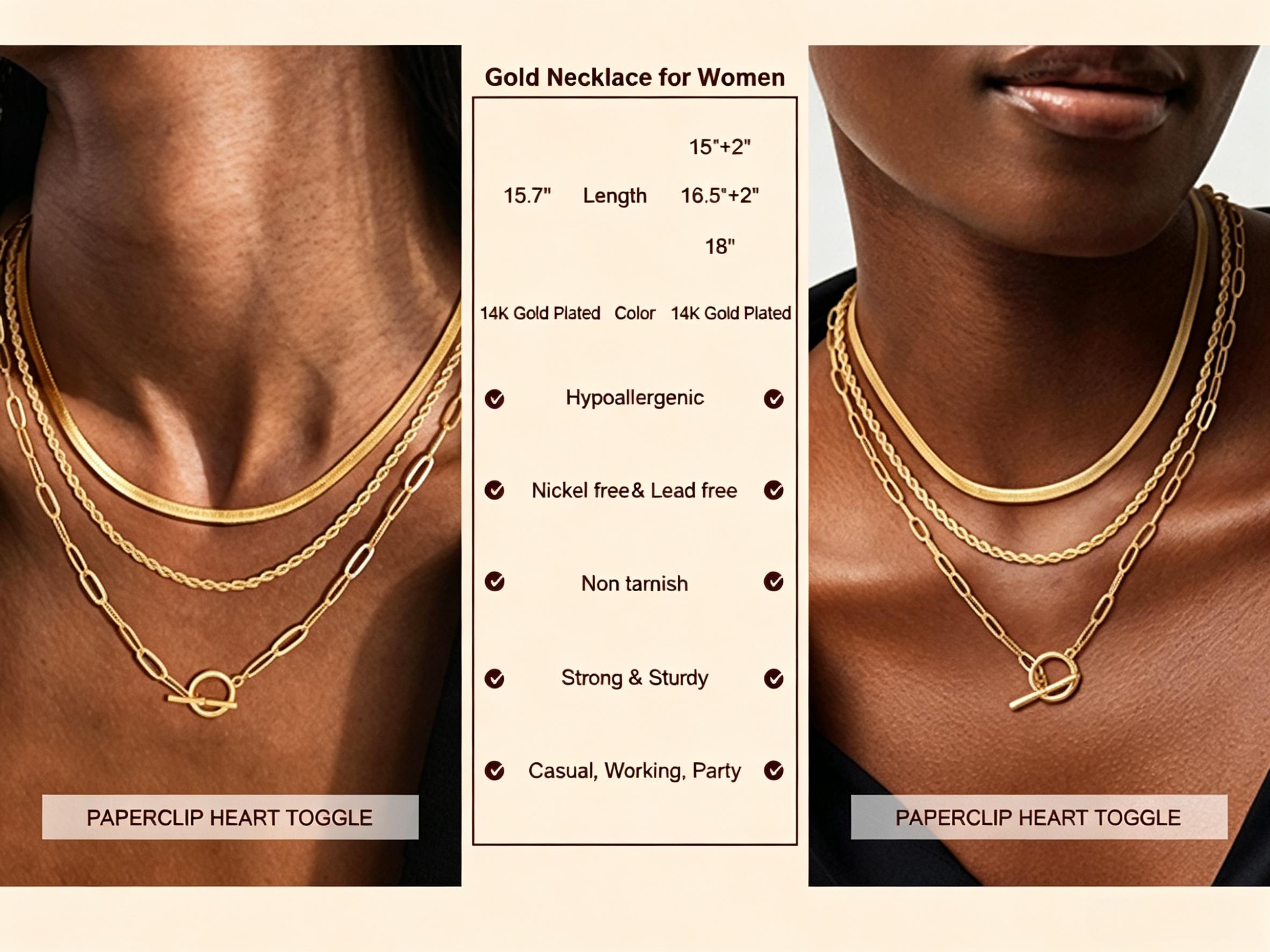FREEKISS Layered Toggle Necklaces for Women: Dainty Link Chain Necklaces Paperclip Cuban Rope Adjustable Choker T-Bar Toggle Clasp Chunky Necklace for Women dealsforyoudays summerwins