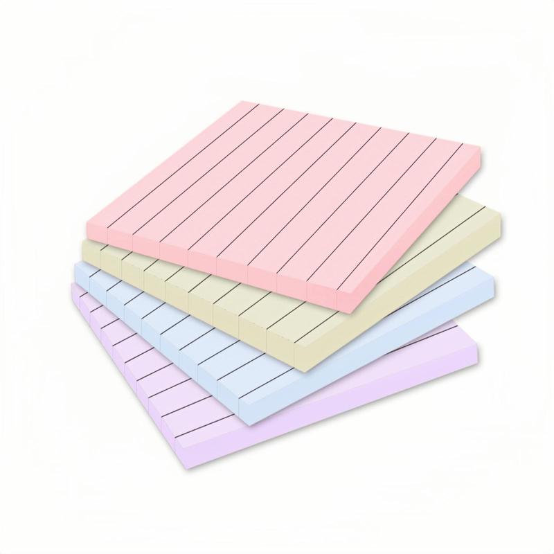 Portable Lined Sticky Note, 4 Pads Mini Pastel Memo Pad, Self Adhesive ...