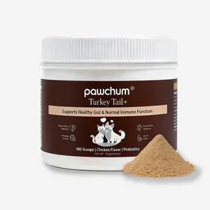 PAWCHUM Turkey Tail+ Dog Food Topper with Probiotics – Supports Gut Health & Immune Function, Bacon Flavor, 100 Servings, Grain-Free Daily Dog Supplement