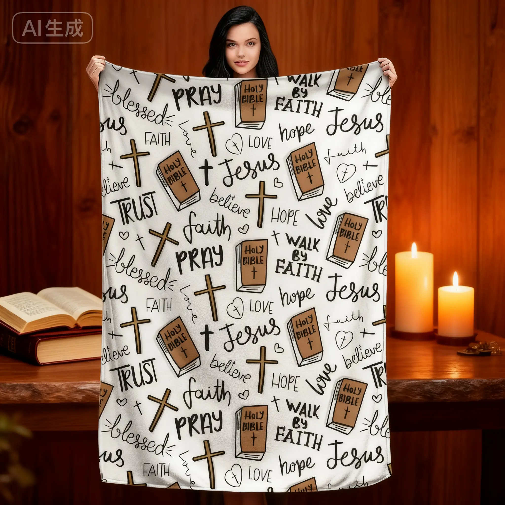 Super Soft Christian Bible Jesus Throw Blanket Premium Fleece Lightweight Christianity Scripture Bed Blanket Cozy Warm Blankets summerwins