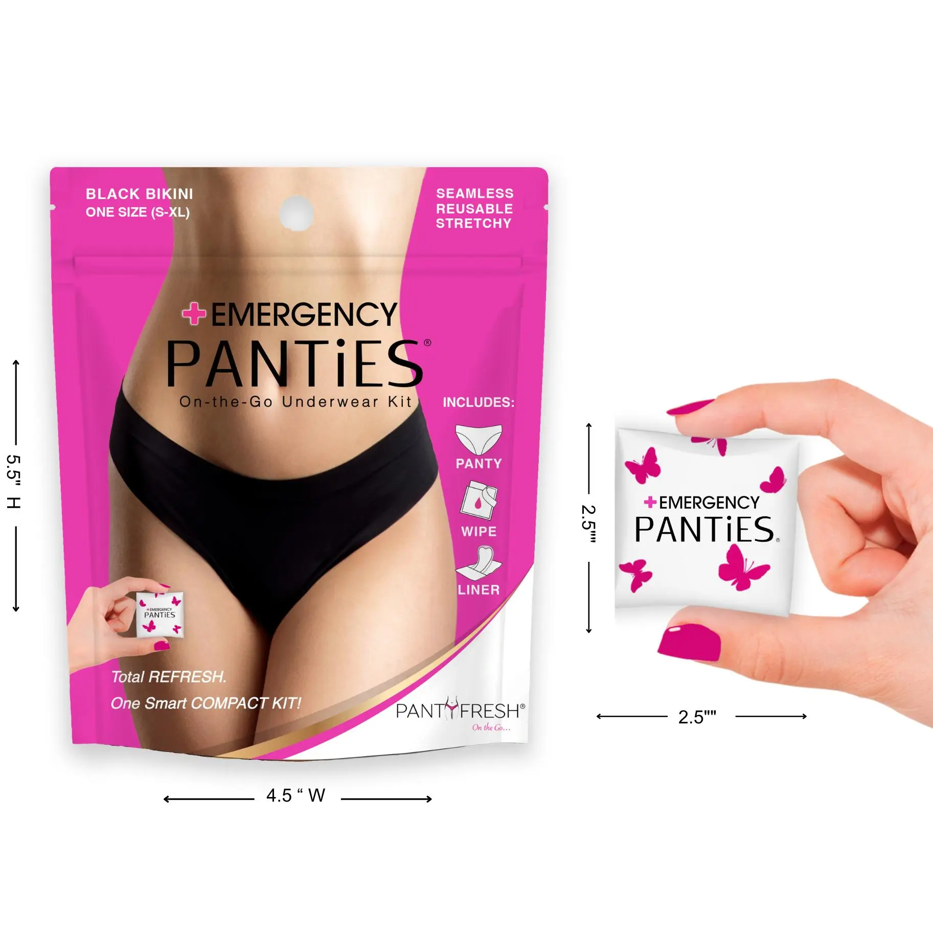 Panty Fresh Travel Underwear Kit – Premium Reusable Bikini with Refresh Essentials One Size (S-XL)