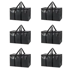 Large Moving & Storage Bags (3-Pack) — Thickened, Durable Black Tote Bags. An ideal, space-saving storage solution that serves as an excellent alternative to traditional cardboard moving boxes for seasonal organizing.