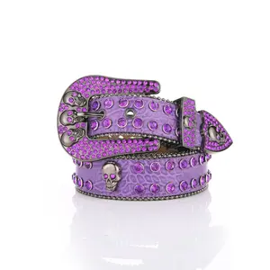 Decorative women's belt with rhinestones, fashionable ghost head design, full of crystals, wide crystal belt with rhinestones