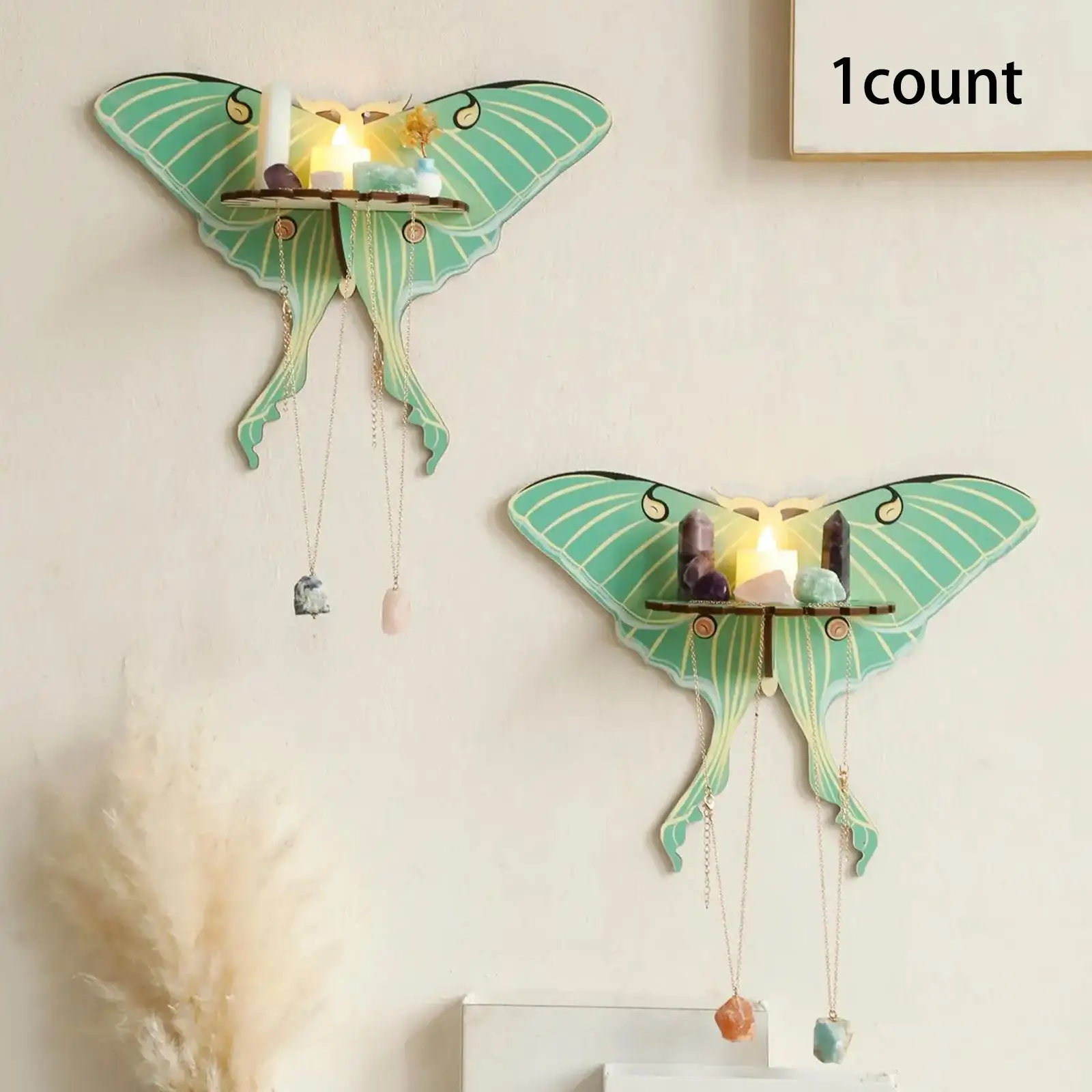 Wooden Butterfly Design Wall Mounted Shelf, Creative Wall Hanging Storage Shelf, Wall Shelf for Home Decor