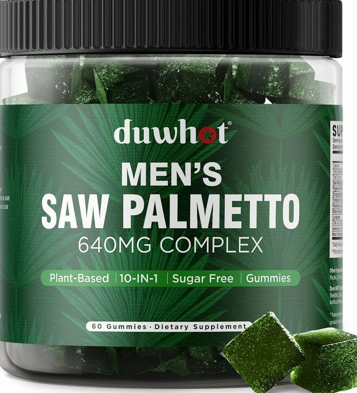 Saw Palmetto Gummies for Men, Organic Saw Palmetto with Pumpkin Seed Oil for Men Overall Health, Enhanced with Pygeum, Nettle, Sugar-Free, Vegan, 60 Chewables