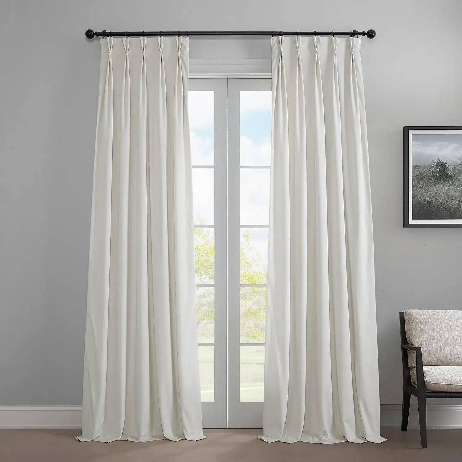 Half Price Heritage Plush Velvet French Pleat Room Darkening Window Curtains for Bedroom, Curtain for Windows, Window Curtains Bedroom