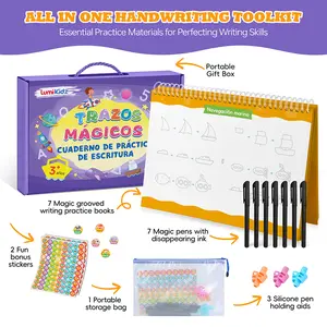 LUMIKIDZ Spanish Magic Grooved Writing Practice for Kids Age 4-7 - Reusable Grooved Handwriting Practice Books for Kids 3-8 - Spanish Preschool Tracing Workbook - Learn Spanish Writing for Kids 5-9