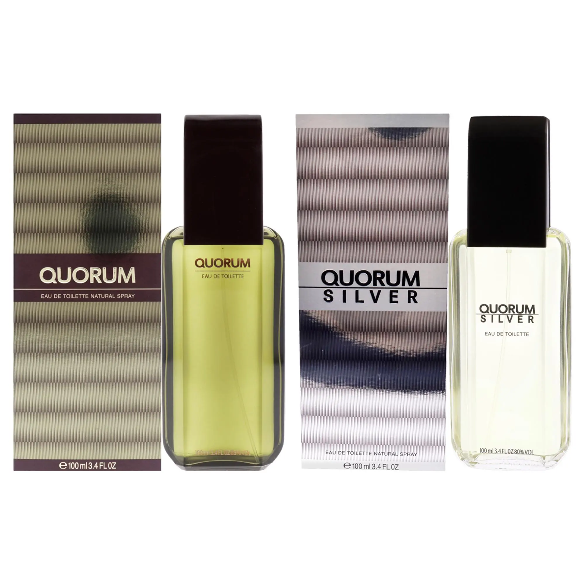 Quorum 2-Piece Set by Antonio Puig for Men - 3.4 fl. oz. EDT Spray, 3.4 fl. oz. Silver Fragrance Spray, Two Piece Set