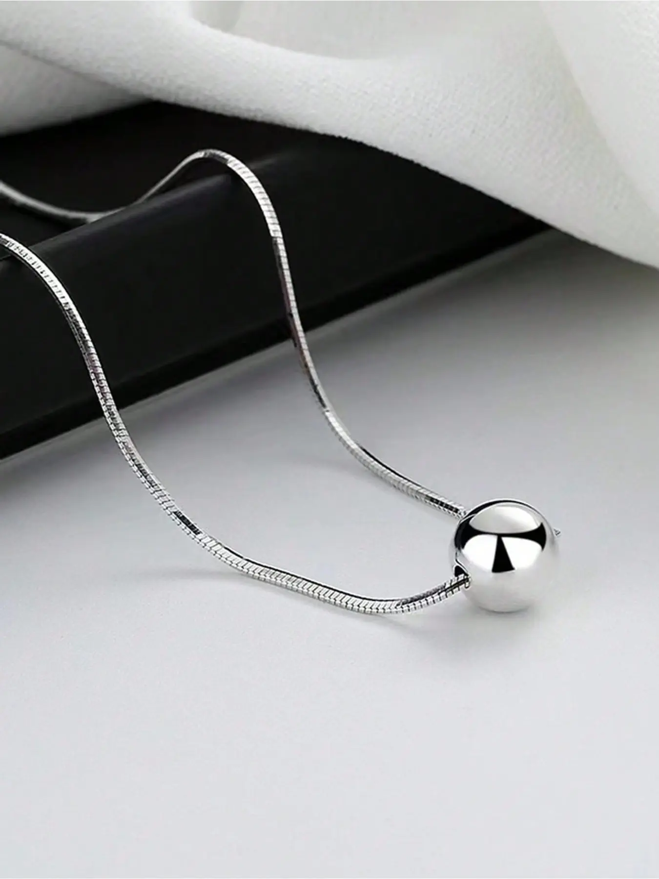 1pc Stainless Steel Necklace With Simple Round Bead Pendant, Suitable For Women, Daily Or Festival Wear, Dainty Minimalist Design