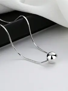 1pc Stainless Steel Necklace With Simple Round Bead Pendant, Suitable For Women, Daily Or Festival Wear
