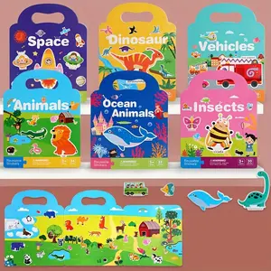 6pack Reusable Sticker Book Set - Multiple Themes Including Insects, Vehicles & Scenes, Educational Activity Books with 30+ Stickers Each for Creativity,  Fine Motor Skill Development, Ideal Toy for Preschoolers' Interactive Learning & Cognitive Growth