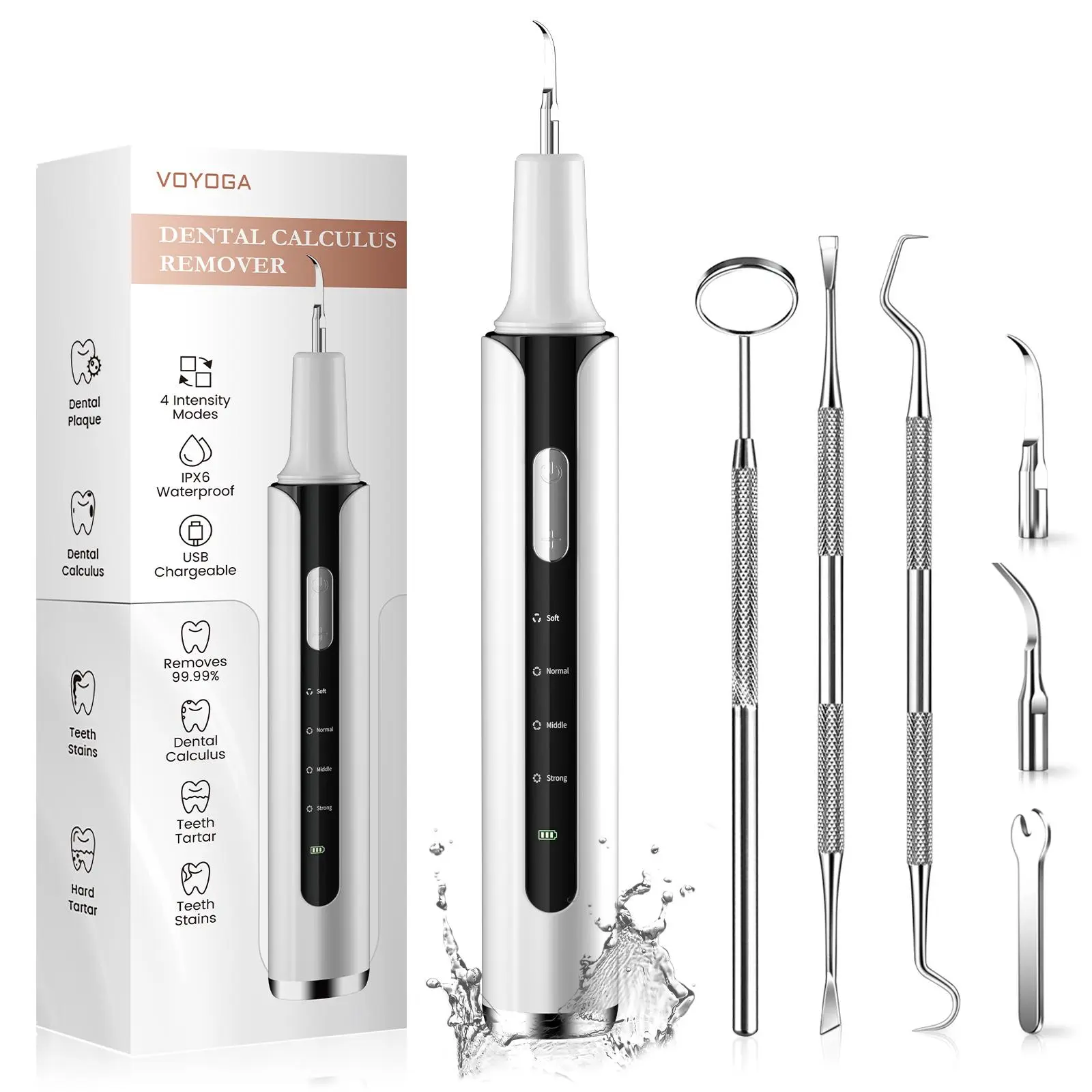 VOYOGA Plaque/Tartar Remover for Teeth, Dental Calculus Remover, Electric Teeth Cleaner, Teeth Cleaning Kit with 4 Adjustable Modes