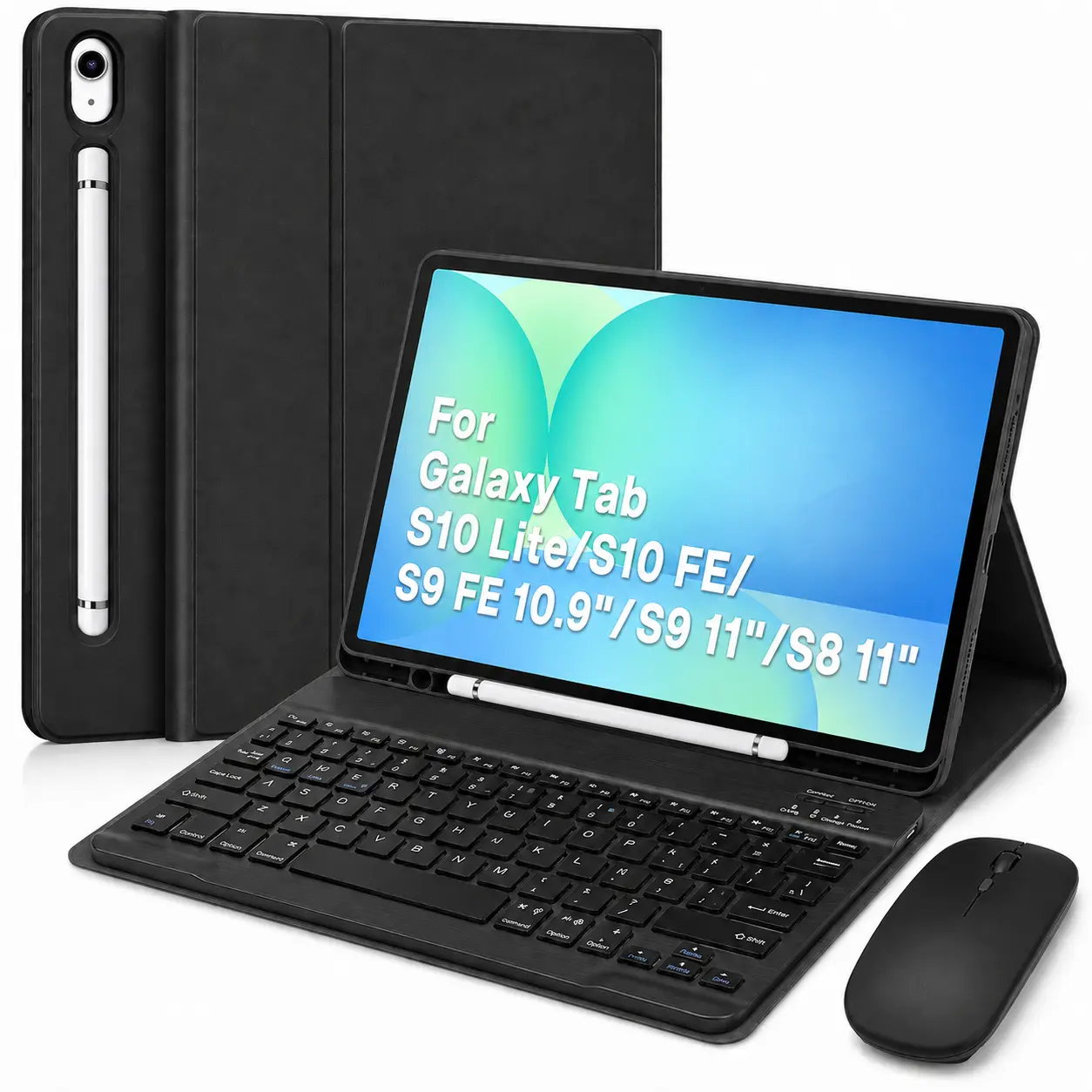 Keyboard Case for Samsung Galaxy Tab S10 Lite/S10 FE/S9 FE 5G 10.9" 3 Adjustable Angles, Detachable Bluetooth Keyboard, Dual Protection, S Pen Holder, Work, Study & Travel, Black