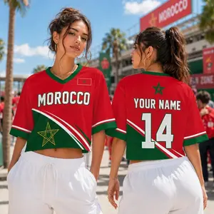 Custom Morocco Soccer Crop Top Jersey, Personalized Soccer Jersey Crop Tee, Morocco Jersey, Morocco Soccer Festival Shirt, Football Fan