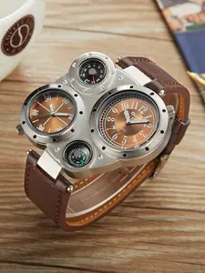 Beast Oversized Analog Quartz Watch – 4 Dials, Compass, Thermometer, Dual Movement, Dual Time, Glow-in-the-Dark Swag