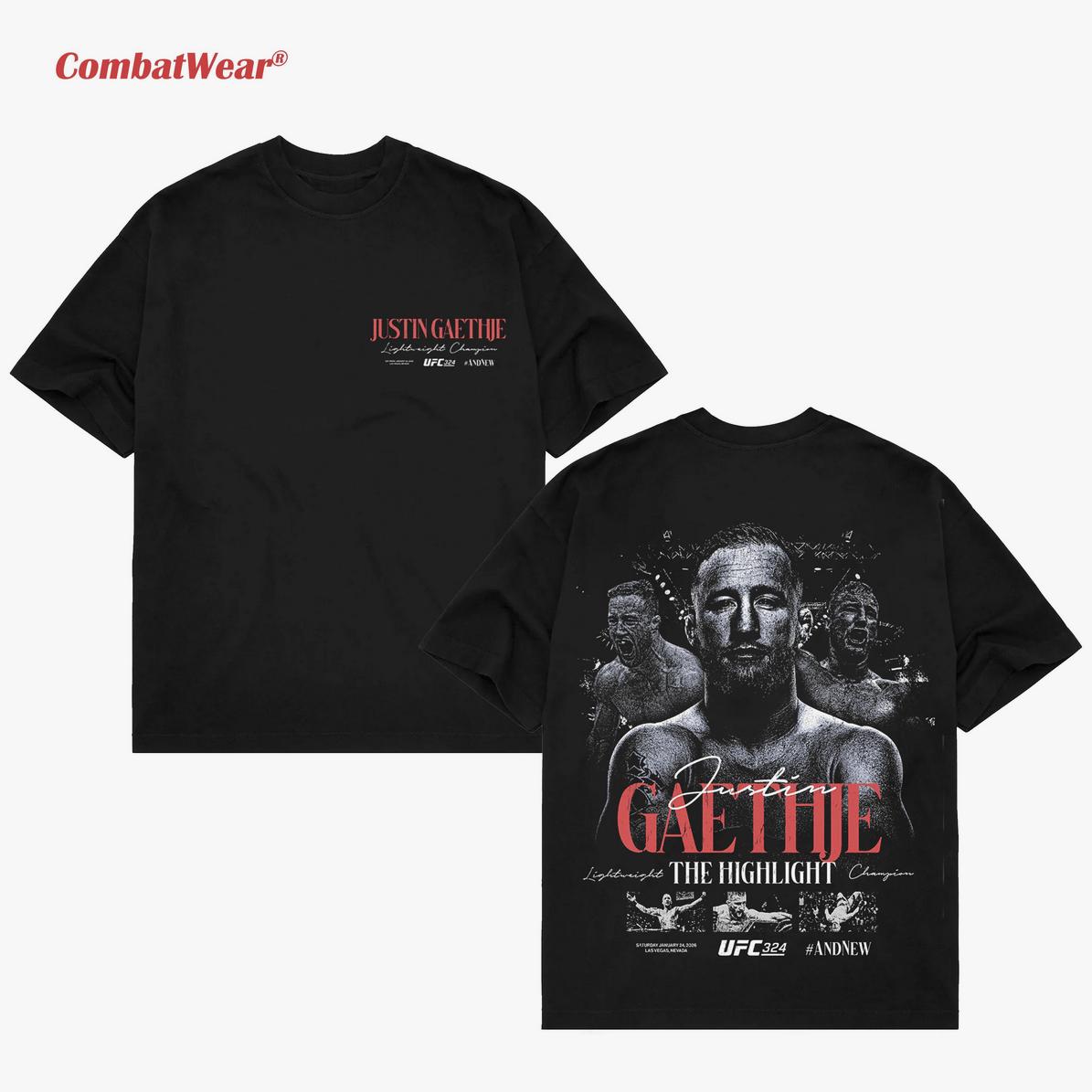 Combatwear Justin Gaethje Ufc 324 #andnew Interim Lightweight Champion Tee Vintage Mma Graphic Design 100% Cotton Gym We Lightweight Unisex T-Shirt