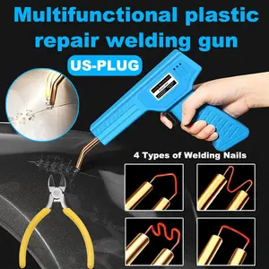 Car Bumper Plastic Repair Hot Melt Nail Gun Kit - 4-in-1 Welding Nail Hot Melt Welding Gun Set, PVC/Plastic Component Crack Repair Welding Tool, Suitable for DIY and Garage Repairs - US Plug