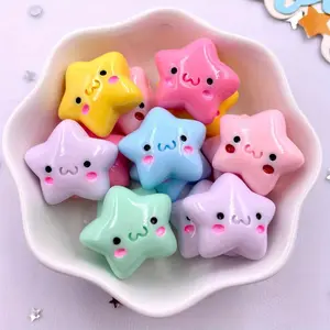 Mini Star Shaped Resin Ornament, 10pcs Cute Cartoon Star Decoration, DIY Beads Home Decor Supplies for Living Room Bedroom Office