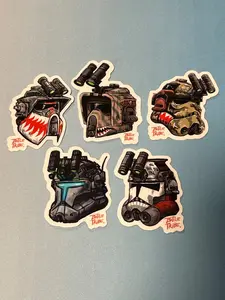 Pack 5 Stickers Combat Tribe Mini Trooper Helmet, Hard Hat Sticker, Bue Collar Sticker, Construction Sticker, Hard hat stickers, lunchbox sticker, Journeyman sticker, 409 carpenters, working class, carpenters stickers, union stickers