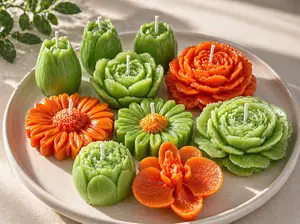 Floral Candle Plate Set