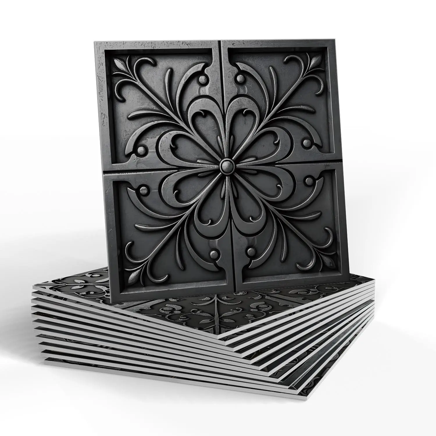 2D Metal Texture Peel & Stick Tile Decals, Waterproof & Oil-resistant Wall Art, Decorative Wall Sticker for Kitchen, Bathroom, Living Room, Home Decor Backsplash Stickers, Self Adhesive Tiles